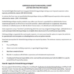 Info Sheet: Limited Driving Privileges